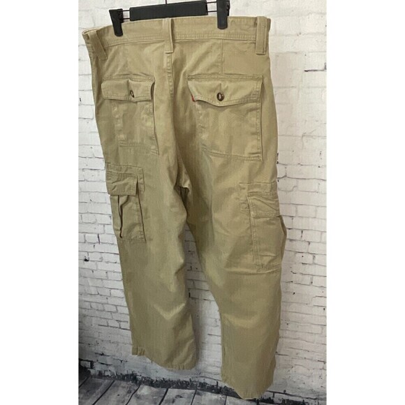 Levis Mens Cargo Loose Straight Khaki Skater Pants Size 34x32 Large Pockets T - Picture 7 of 12